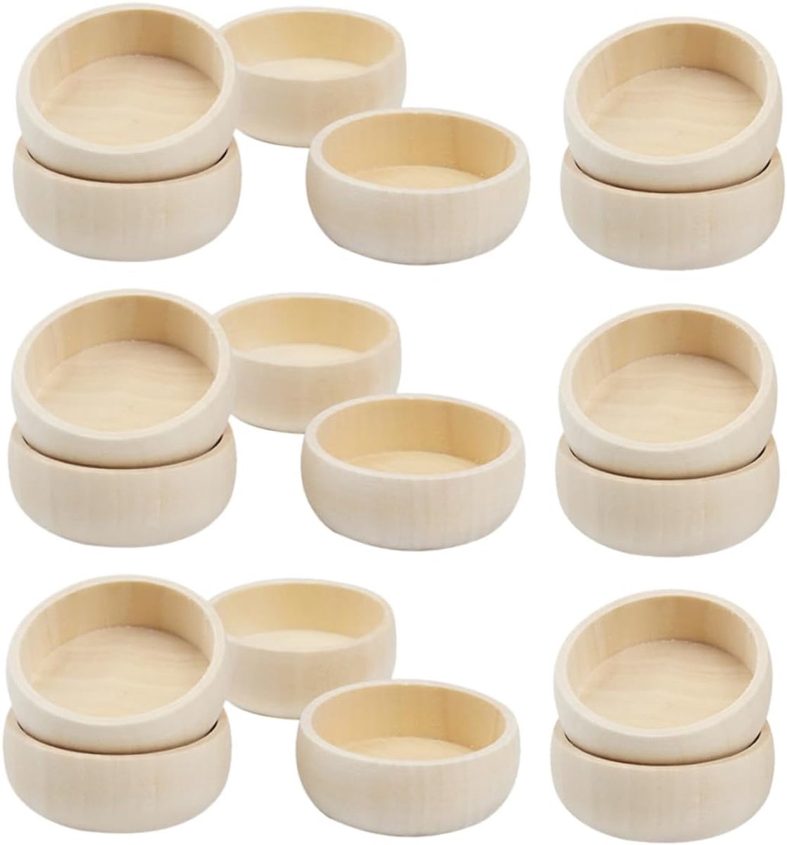 30 Houten Schaaltjes 8 cm - Mini Dipsauskommetjes voor Snacks en Desserts - Multifunctionele Serveerschaaltjes en Kaarshouders - Natuurlijke Houten Set voor Huisdecoratie