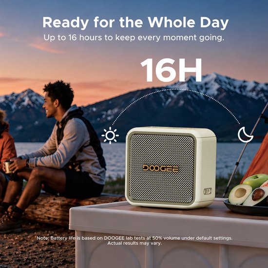 DOOGEE Field Pulse - Draagbare Bluetooth Speaker - 20W Vermogen - 16 Uur Speeltijd - Waterdicht IP67 - Beige — afbeelding 3