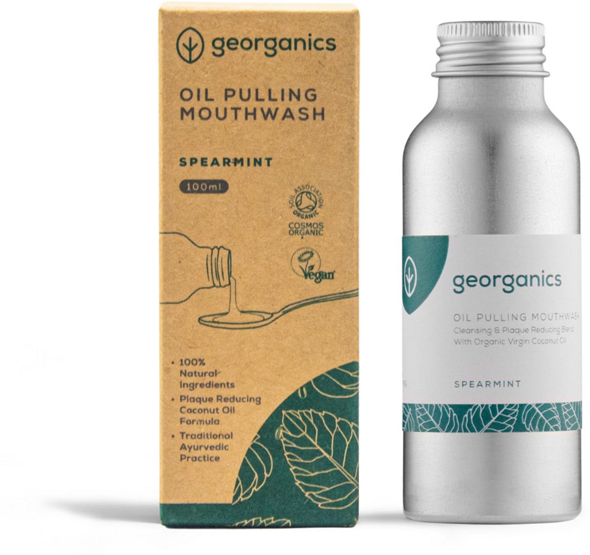 Georganics Oilpulling Mouthwash - Spearmint - Natuurlijk Mondwater - Fluoridevrij