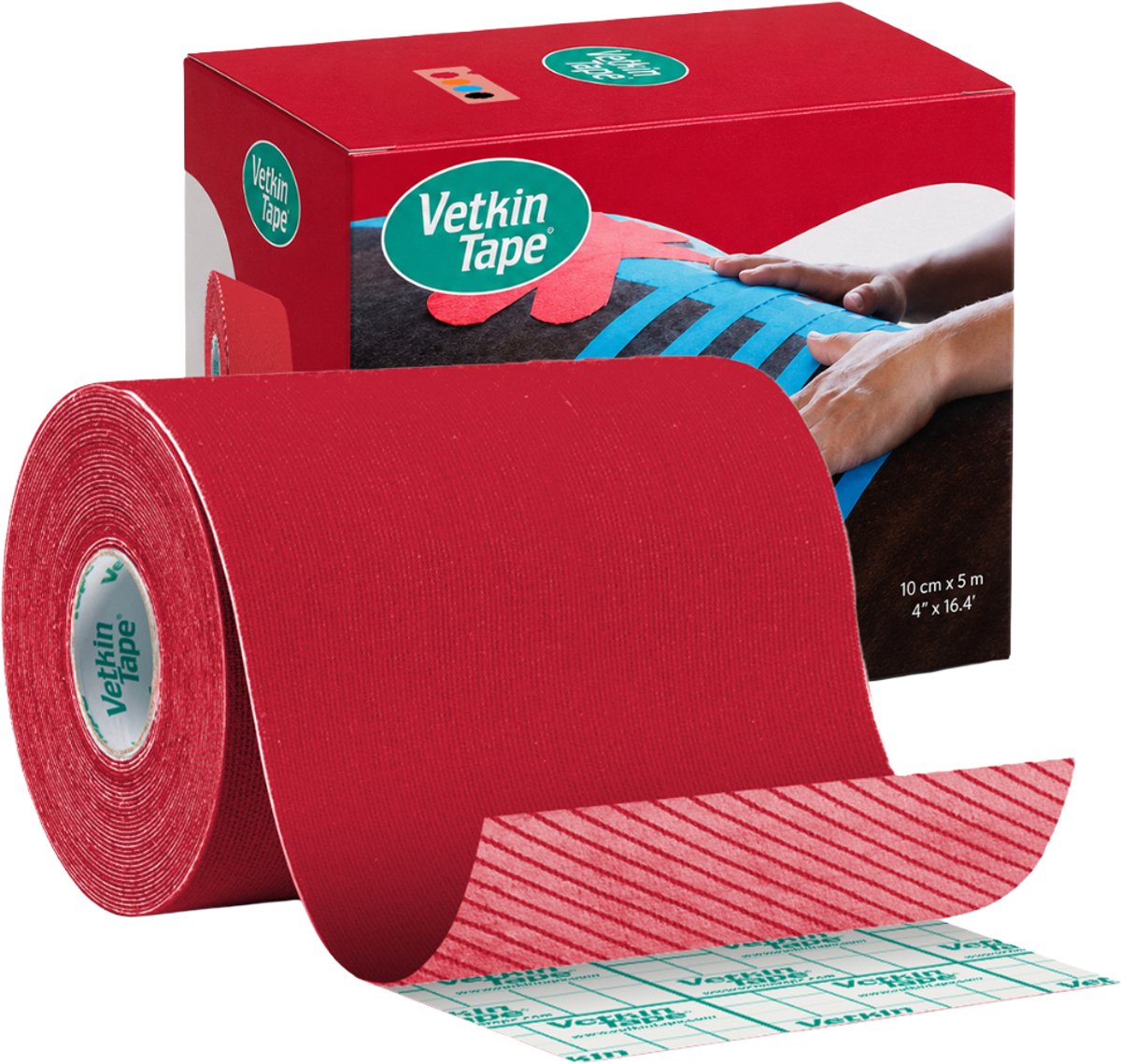 VetkinTape® Rood 10 cm x 5 m – 1 rol kinesiotape voor paarden en andere dieren