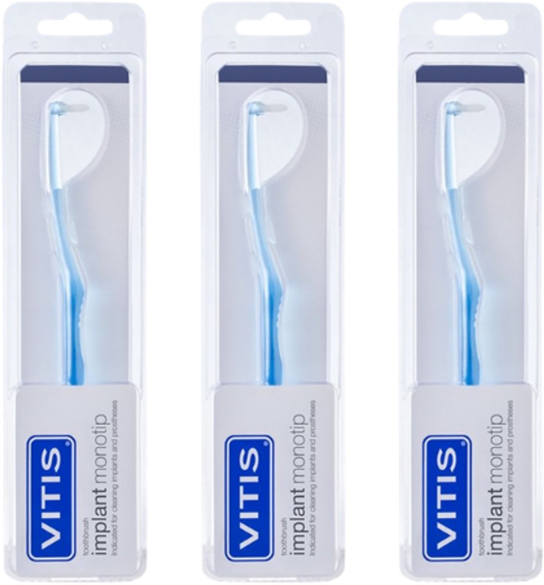 3x Vitis Implant Monotip Tandenborstel - Voordeelverpakking