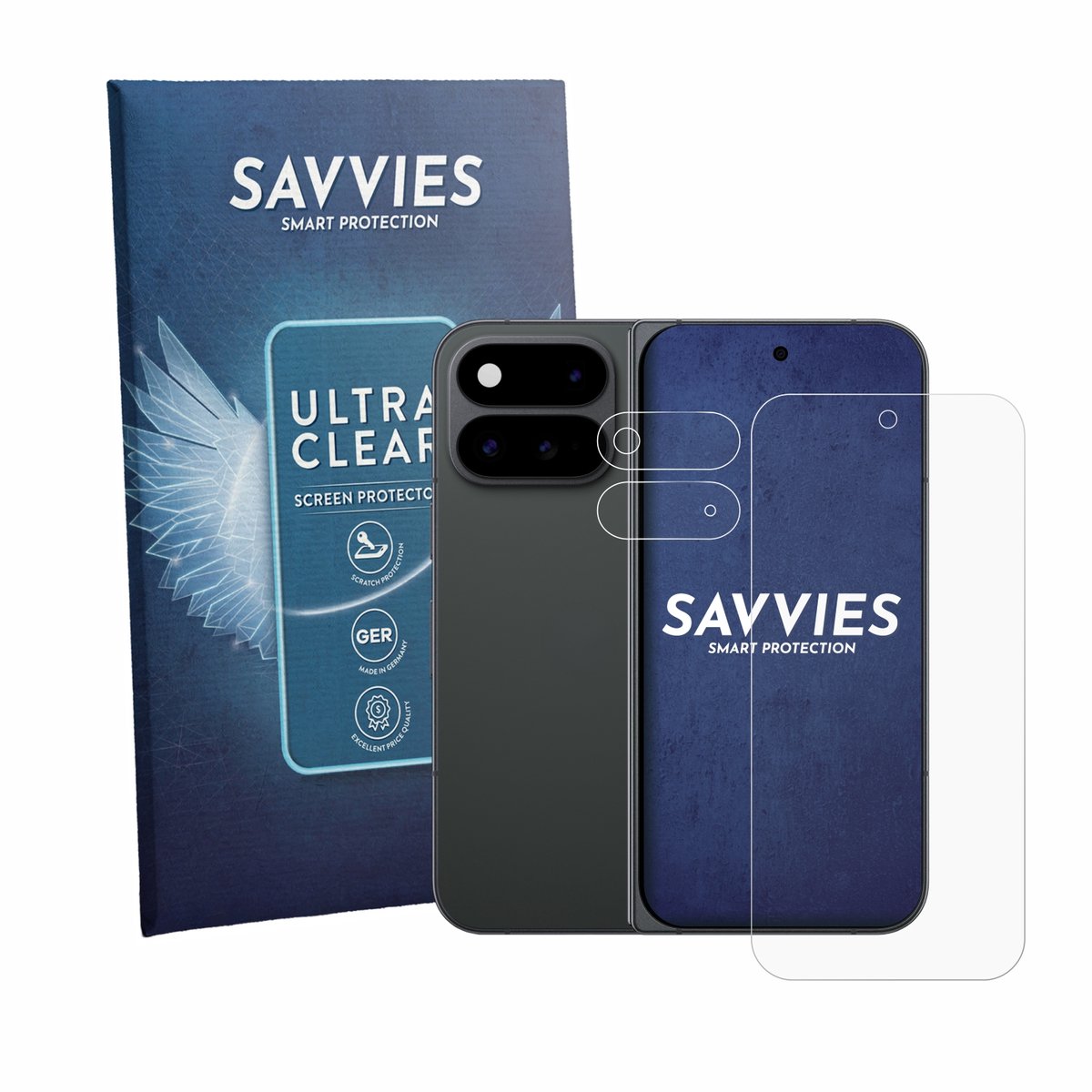 Savvies - Screenprotector voor Google Pixel 11 Pro Fold (Voor+Camera) - Folie Beschermfolie transparant 18 Stuks