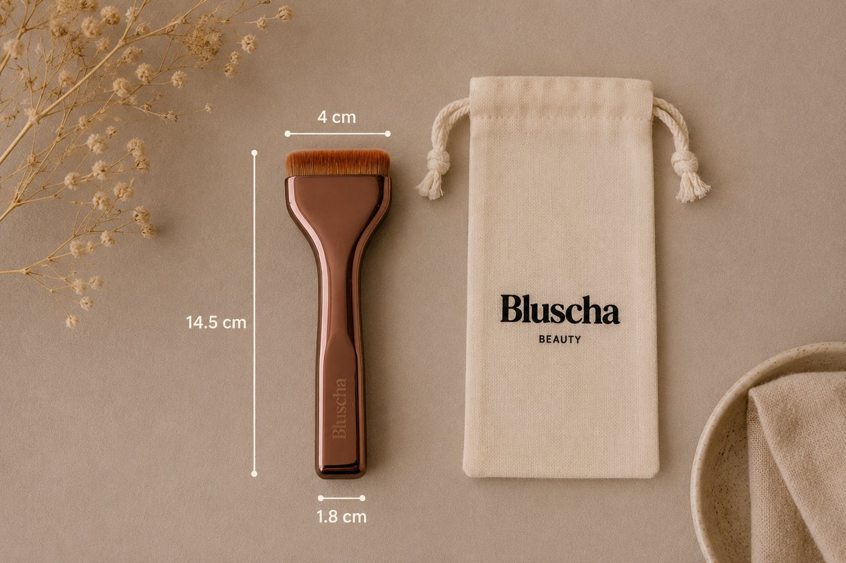 Bluscha® - Foundation Brush - Foundation Kwast - Make-up Kwast - Flat Foundation Brush - Liquid Foundation - Blending Brush - Brons