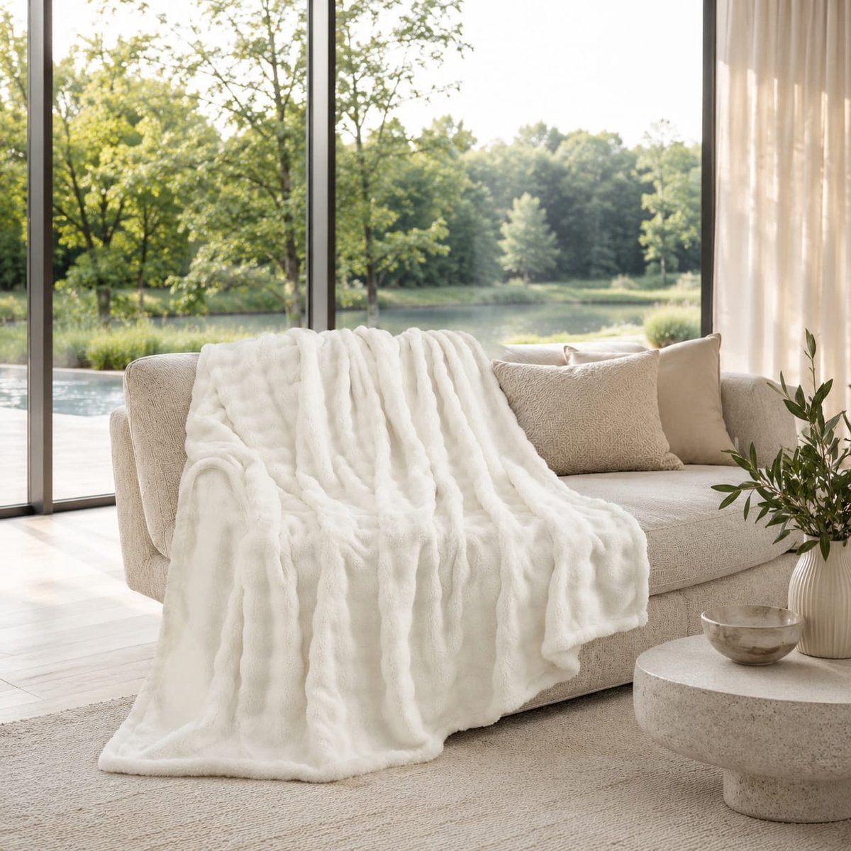 Lano&Go Bankovertrek Groot 150x200 cm - Ultrazachte Noppen Fleece Deken - Warm en Comfortabel voor Bank, Bed en Auto