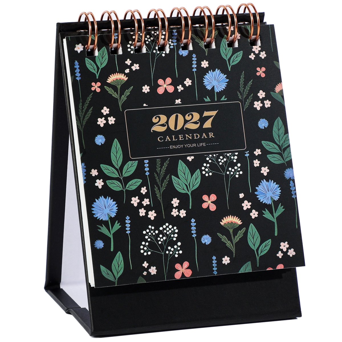 Kleine bureaukalender 2026–2027 – Bureaukalender - Kalender - Loopt van juli 2026 tot december 2027 – Mini-bureaukalender voor 18 maanden – 7.6x12CM - Geschikt voor school, thuis en kantoor - Zwart