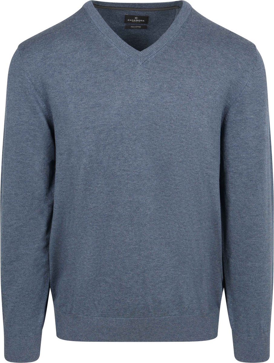 CASAMODA Pullover V-Hals Indigo - Maat XXL - Heren - Pullovers