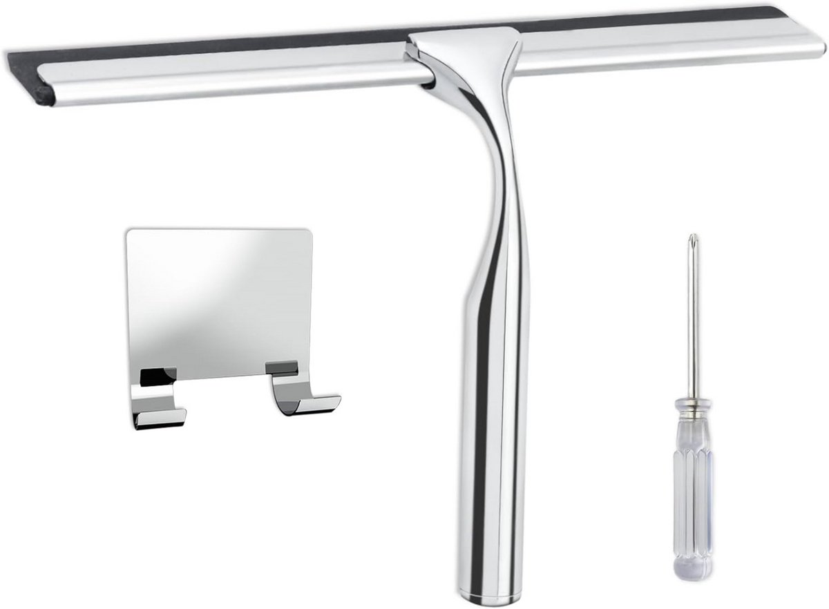 1 stuk - schraper - roestvrij staal schrapen - glas schrapen - geschikt voor hotel badkamer toilet - huishoudelijke schrapen glas artifact - 25,5 cm - zilver