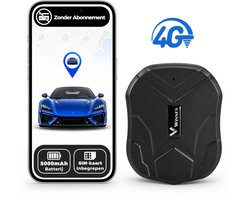 GPS Tracker met SIM-kaart & Sterke Magneet - Live Tracking & Gratis App - Trillingsalarm & Geofence - Voor Auto, Scooter & Motor