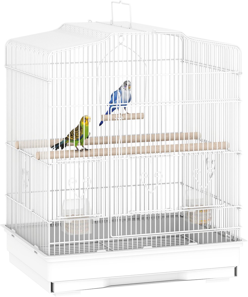 PawHut Vogelkooi - Staal - 46,5x36x59cm - Wit