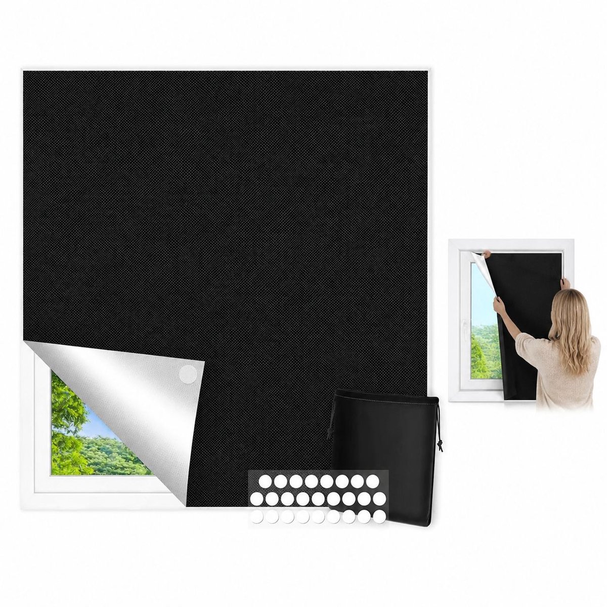Bobypet - Verduisteringsgordijn - 150 x 240 cm zonder boren - warmtewerend verduisteringsdoek met klittenband