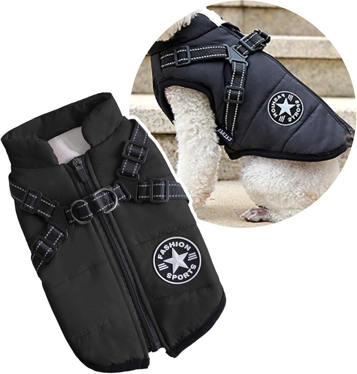 Hondenkleding voor Kleine Honden - Warme Winterhondenjas - Jack Vest met Tuigje voor Huisdieren - Geschikt voor Puppy's en Kleine Rassen