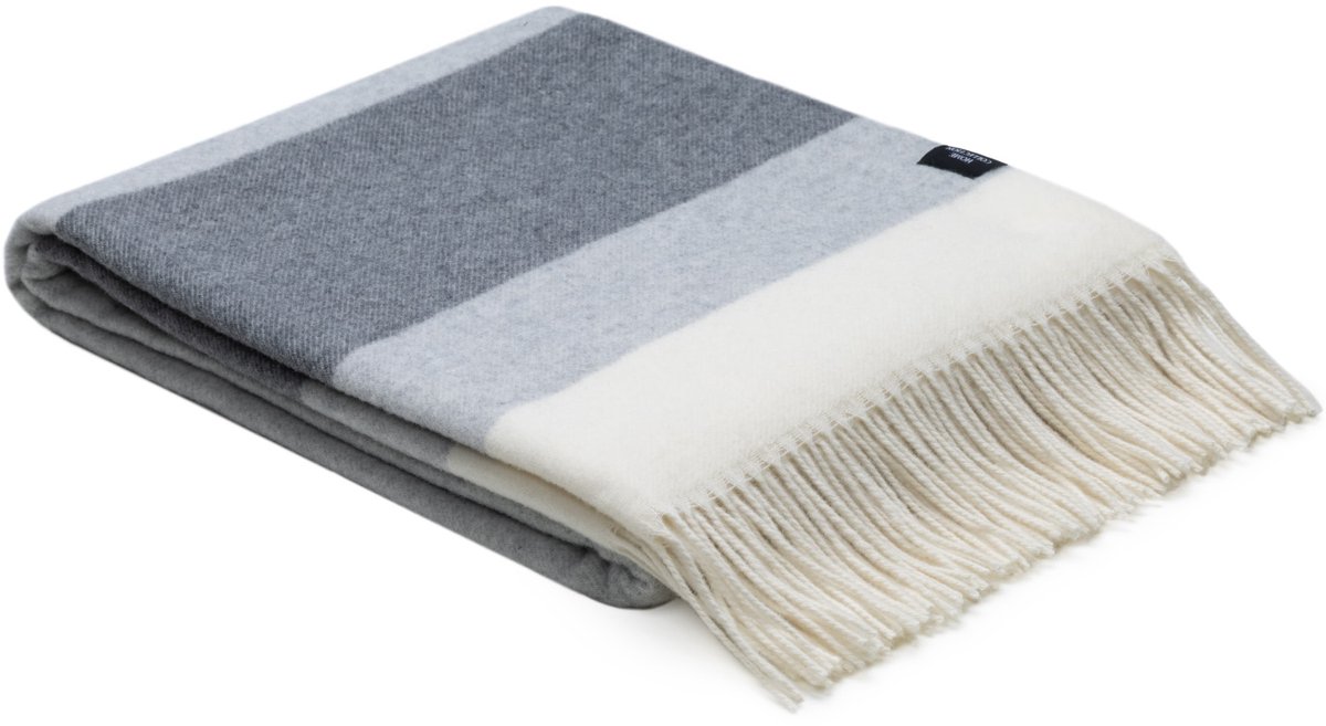 WOOOL Plaid - CASHMERE Stripe (Grijs) - 140x200cm - Kasjmier Wol
