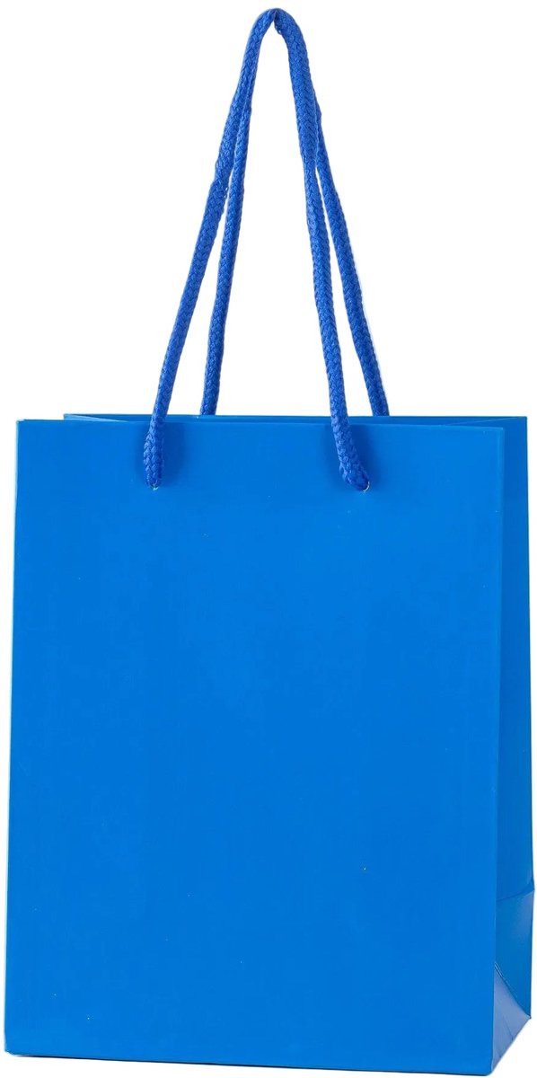 24x Luxe Papieren Koordtassen Donkerblauw – 18x14x8cm – Stevige Cadeautassen & Verpakkingstassen