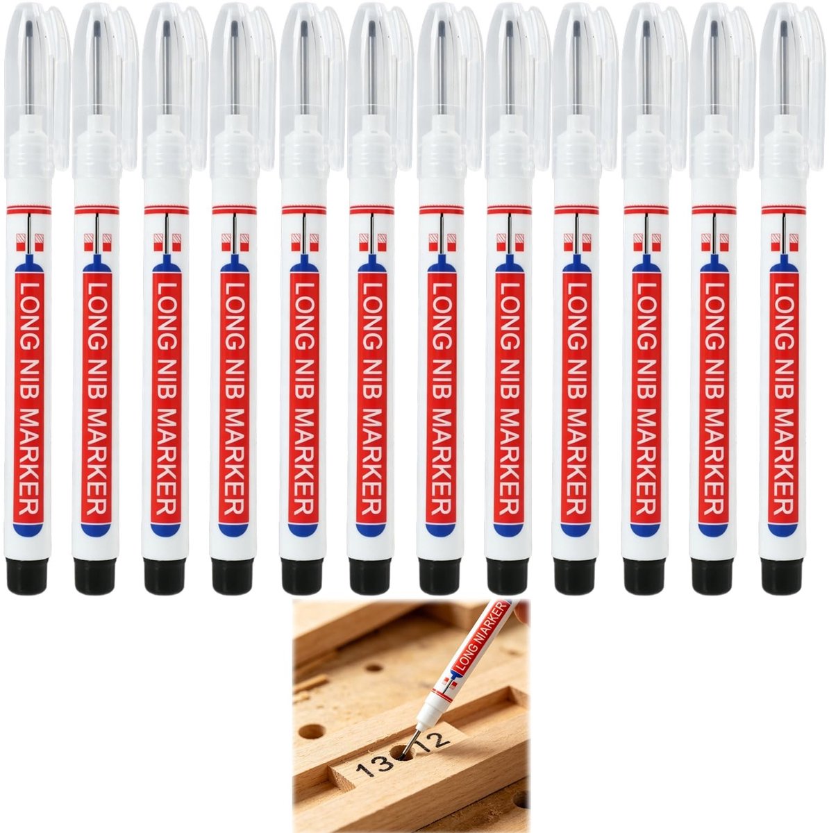 Solidchoice - Diepe Gatmarker met Lange Punt, 12 Stuks