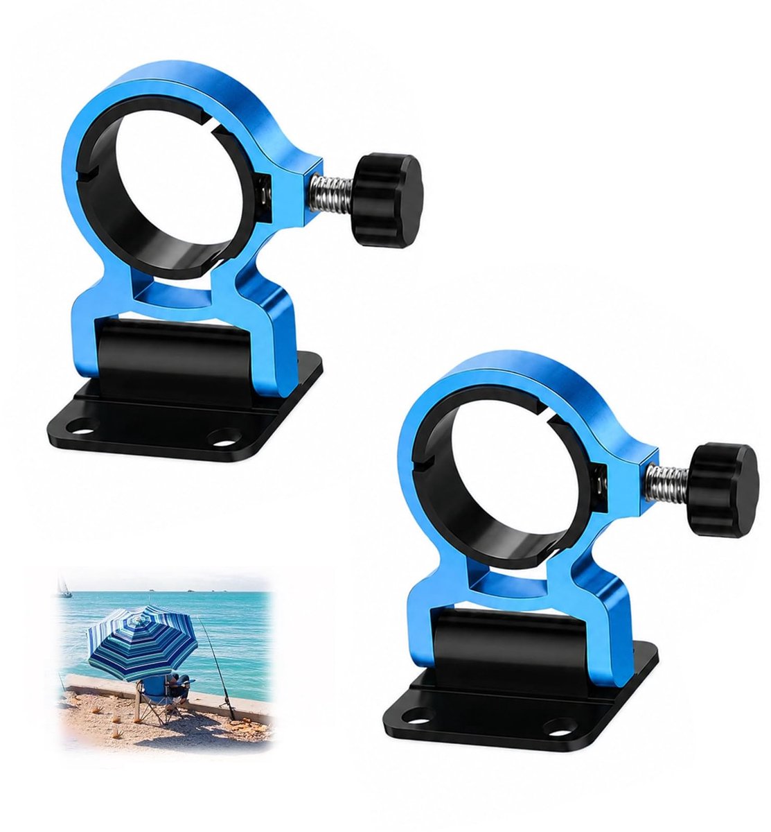 Solidchoice - 2 Blauwe Visparapluhouders van Aluminiumlegering