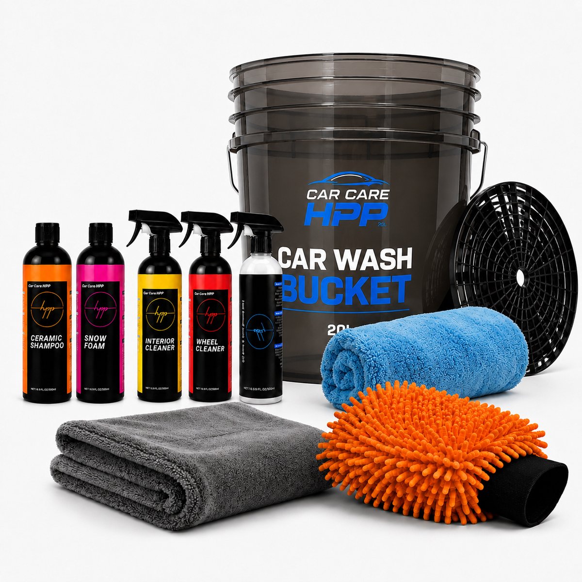 Car Care HPP Autowasset 11-delig met 20 liter wasemmer en autoshampoo