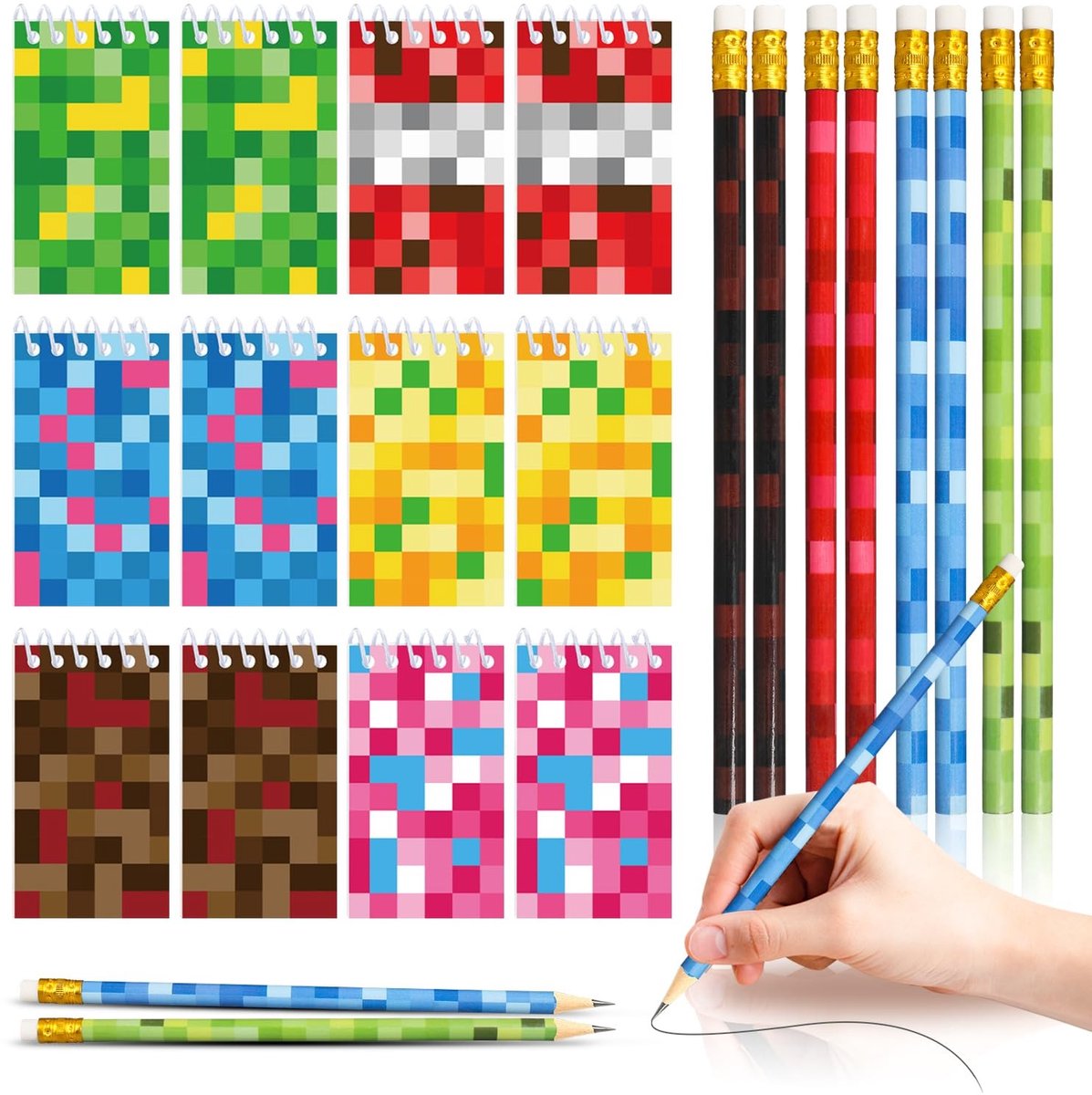 Solidchoice - Kinderen Pixele Potlood Set met Notebooks
