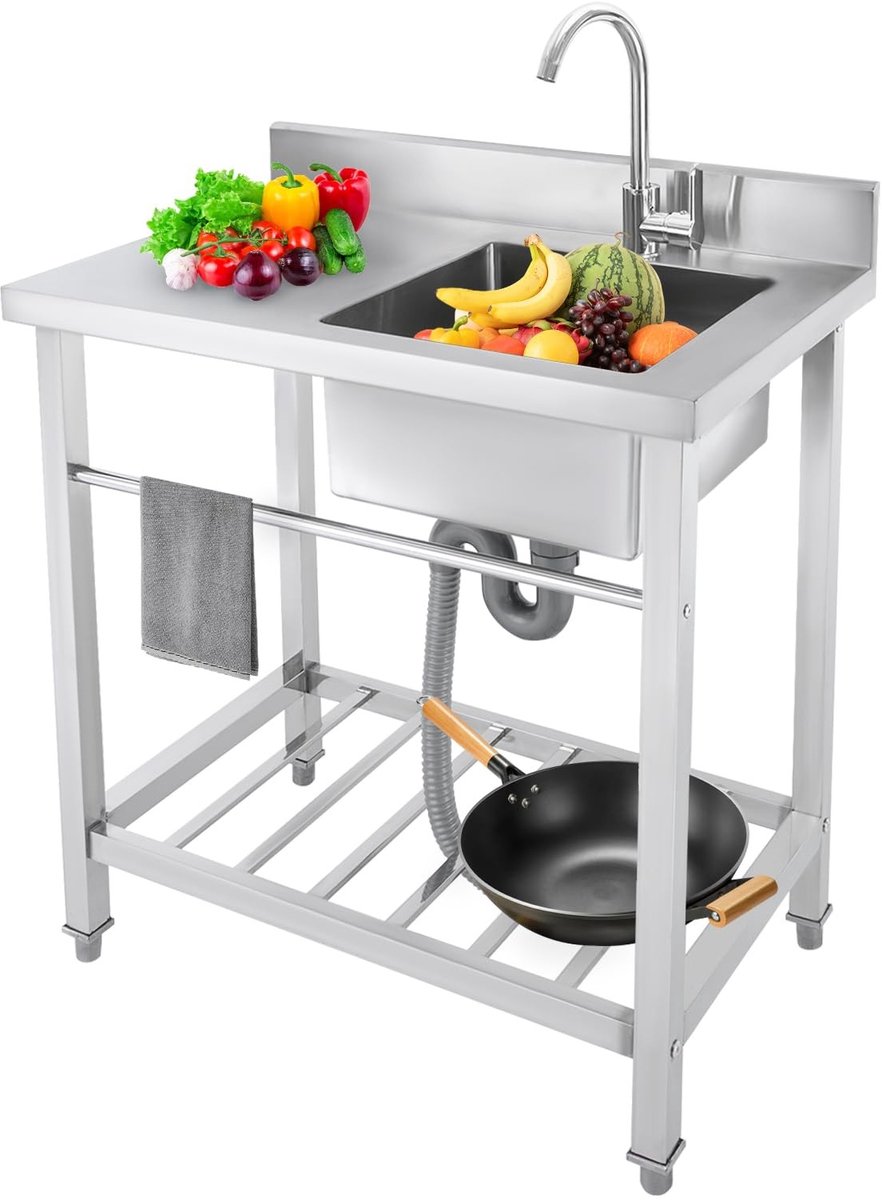 Solidchoice - Roestvrijstalen Commerciële Spoelbak voor Keuken en Bar