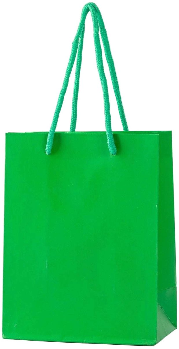 24x Luxe Papieren Koordtassen Groen – 18x14x8cm – Stevige Cadeautassen & Verpakkingstassen