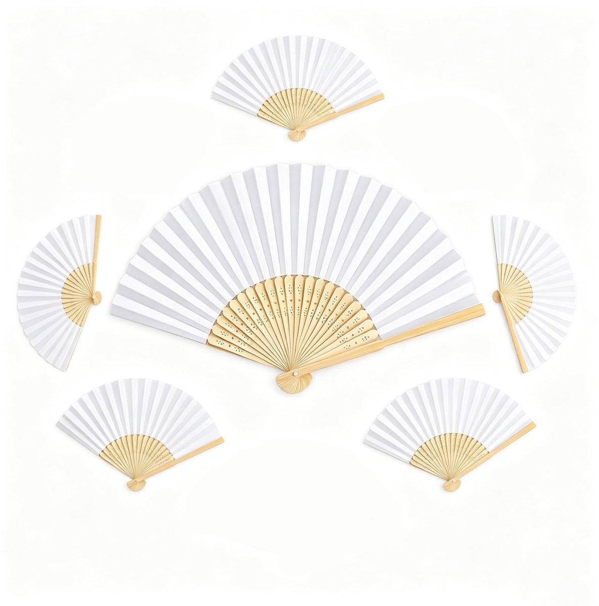 Solidchoice - Set van 6 Witte Papieren Ventilatoren voor Feestdecoratie