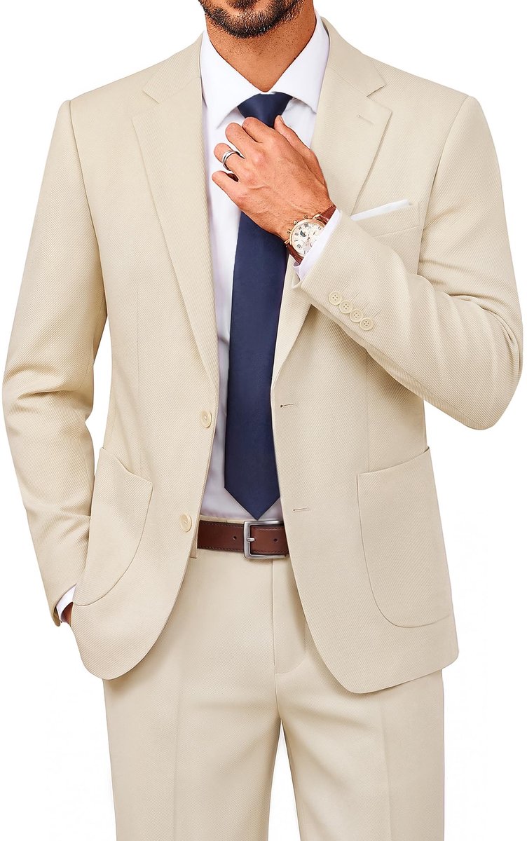 Solidchoice - 2-delig Heren Pak met Slim Fit en Sportief Jasje