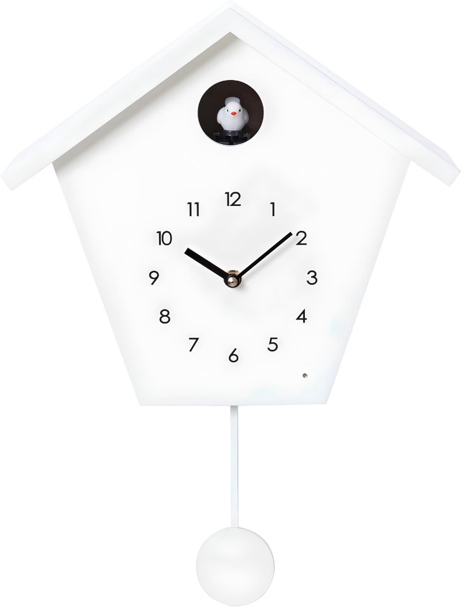 KIRA® Koekoekswandklok - Koekoeksklok Wandklok met Koekoeksgeluiden - Modern Koekoeksklok - Wit - 38cm × 23cm × 12cm