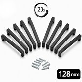 20X Design Handgrepen mat Zwart RVS - Boormaat 128mm - Greepjes - Handgreep - Handgrepen keukenkastjes - Handvatten - Meubelgreep zwart - Handgrepen voor deurtjes
