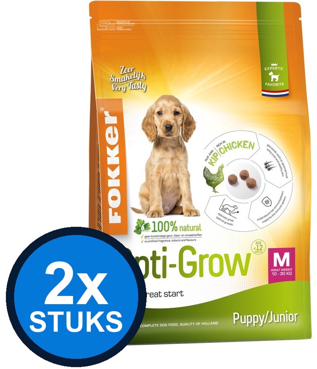 Fokker Fokker Dog Opti-Grow M - Hondenvoer - 2,5kg