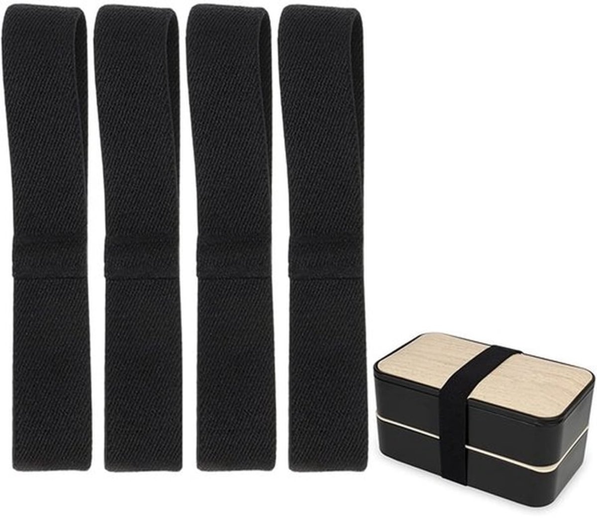 Bento Box Riem - 4 Stuks - Elastisch Design - Bevestigingsriemen - Lunchboxen - Praktisch in Gebruik - Geschikt voor Thuis/School/Camping - Lunchbox