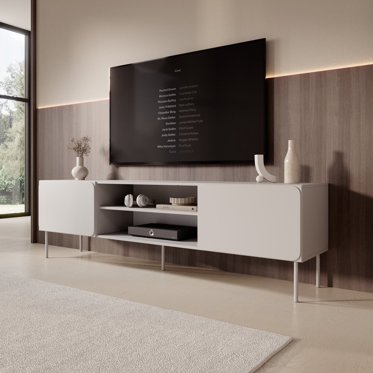 MEUBELLA Rovik - TV-Meubel - Beige - 200x40x58 cm