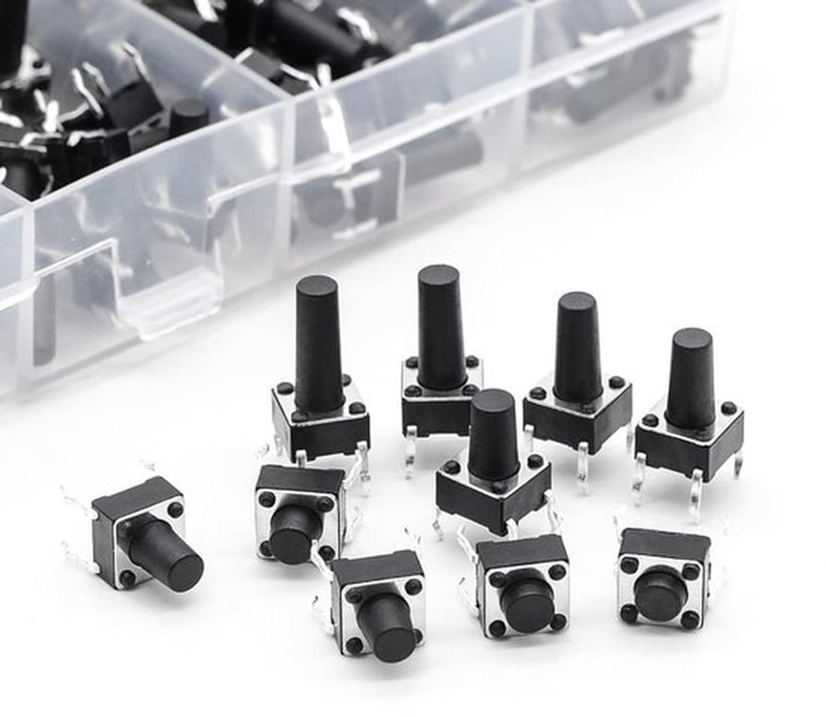 Micro Toetsschakelaars - Assortiment kit - 100 stuks - Waterdicht - Drukknop - Geschikt voor elektronica - 10 verschillende maten