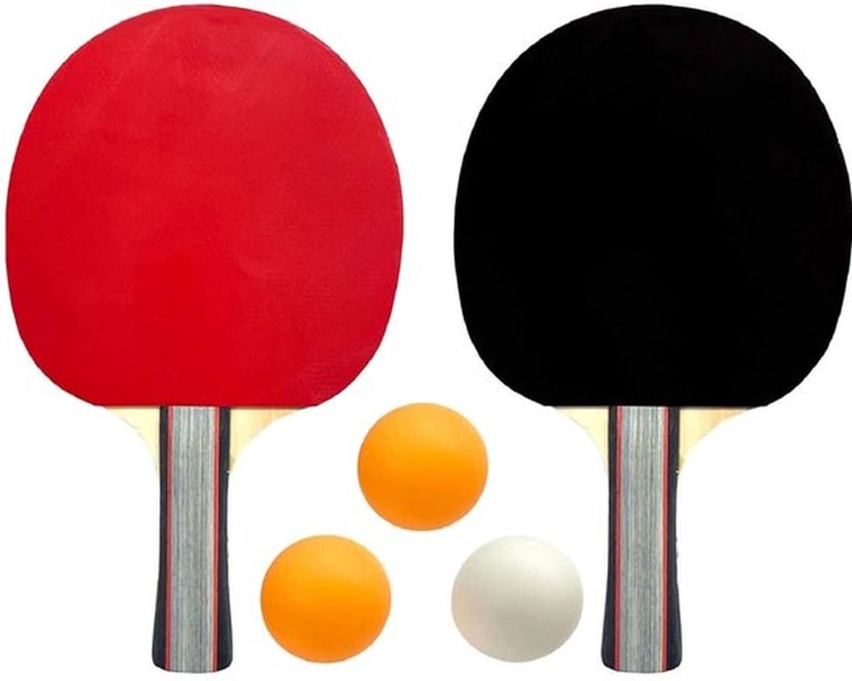 Tafeltennisbat Set - 2 Tafeltennisbatjes/3 Tafeltennisballen - Draagbare Tas - Versterkte Handgrepen - Antislip - Ergonomisch Ontwerp - Pingpongbat