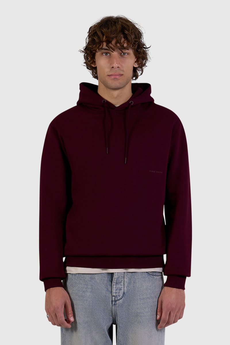 Pure Path Trui Essential Logo Hoodie 26030309 107 Wine Red Mannen Maat - S