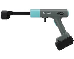Achaté Draadloze Hogedrukreiniger V2 – Hogedrukreiniger Accu 21V – Hogedrukspuit Draadloos – Hogedrukreiniger Auto & Terrasreiniger – 200W – 6-in-1 Spuitkop – 7m Slang – 40 Min Gebruik – Opbergkoffer