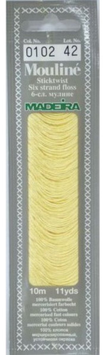 Borduurgaren Madeira Mouline 10 meter 6 draads splijtgaren - geel (102)