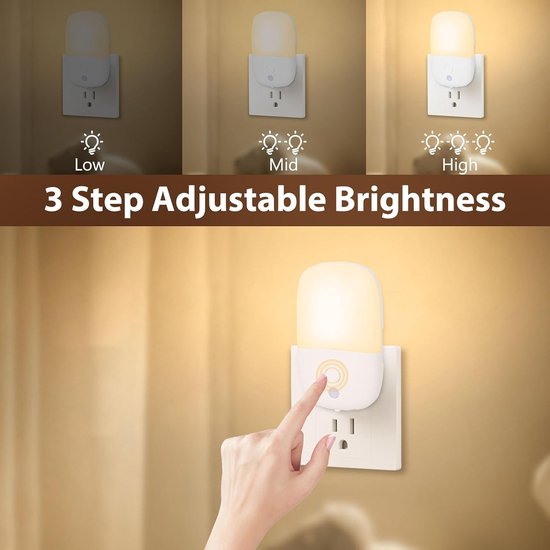 2-Pack 670nm warm licht Nachtlampje voor Slaap, met Schemersensor Automatisch Aan/Uit, Zacht warm licht voor Babykamer, Slaapkamer, Gang en Badkamer — afbeelding 2