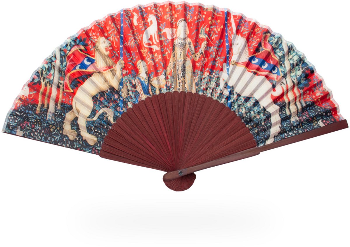 Lanzfeld - Waaier - Handwaaier - Bamboe - Wandkleed Dame met de Eenhoorn