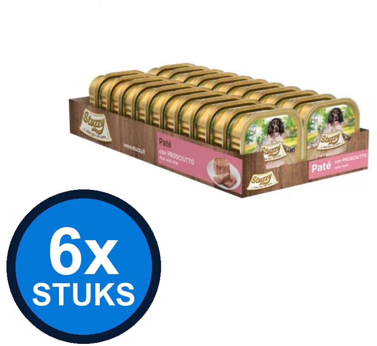 6x Stuzzy - Hond Paté Ham - Hondenvoer Natvoer - 150g