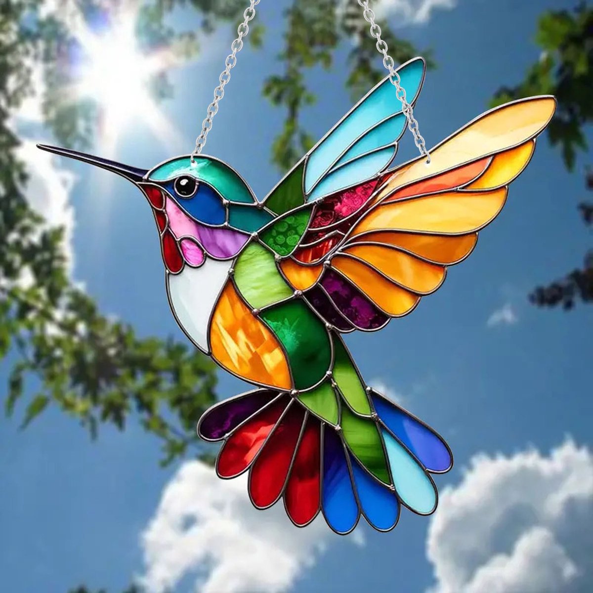 Suncatcher Kolibrie - Acryl hangers - Raamhanger - Zonnevanger - Raamdecoratie - Vogel Zonnevangers Raamhangers - Decoratieve Zonvanger Hangers - Huisdecoratie - Hangende raamhangers - Voor binnen en buiten, woonkamer, raam, balkon, tuin - 20*20CM