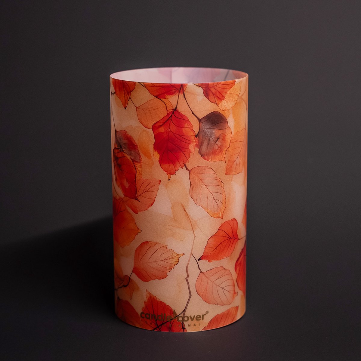 Candle-Cover - Leaves - trendy omhulsel voor (oplaadbaar) theelicht en waxinelicht - windlicht - 9 cm rond - 16 cm hoog