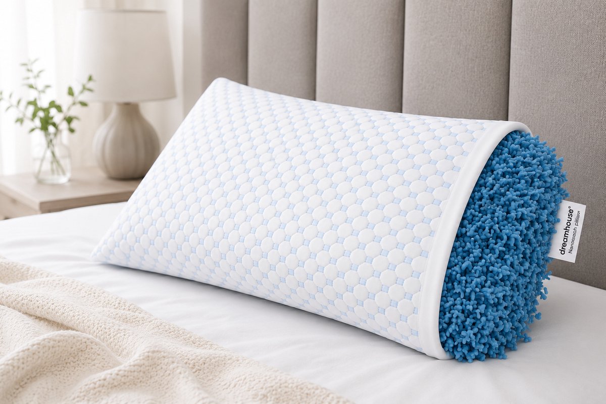 BSS Bedding PointHome Dream Kussen - Hoofdkussen - 71x51 cm - Verstelbaar - Memory Foam Kussen - Koelende Blue Cell - Bamboe Hoes Blauw