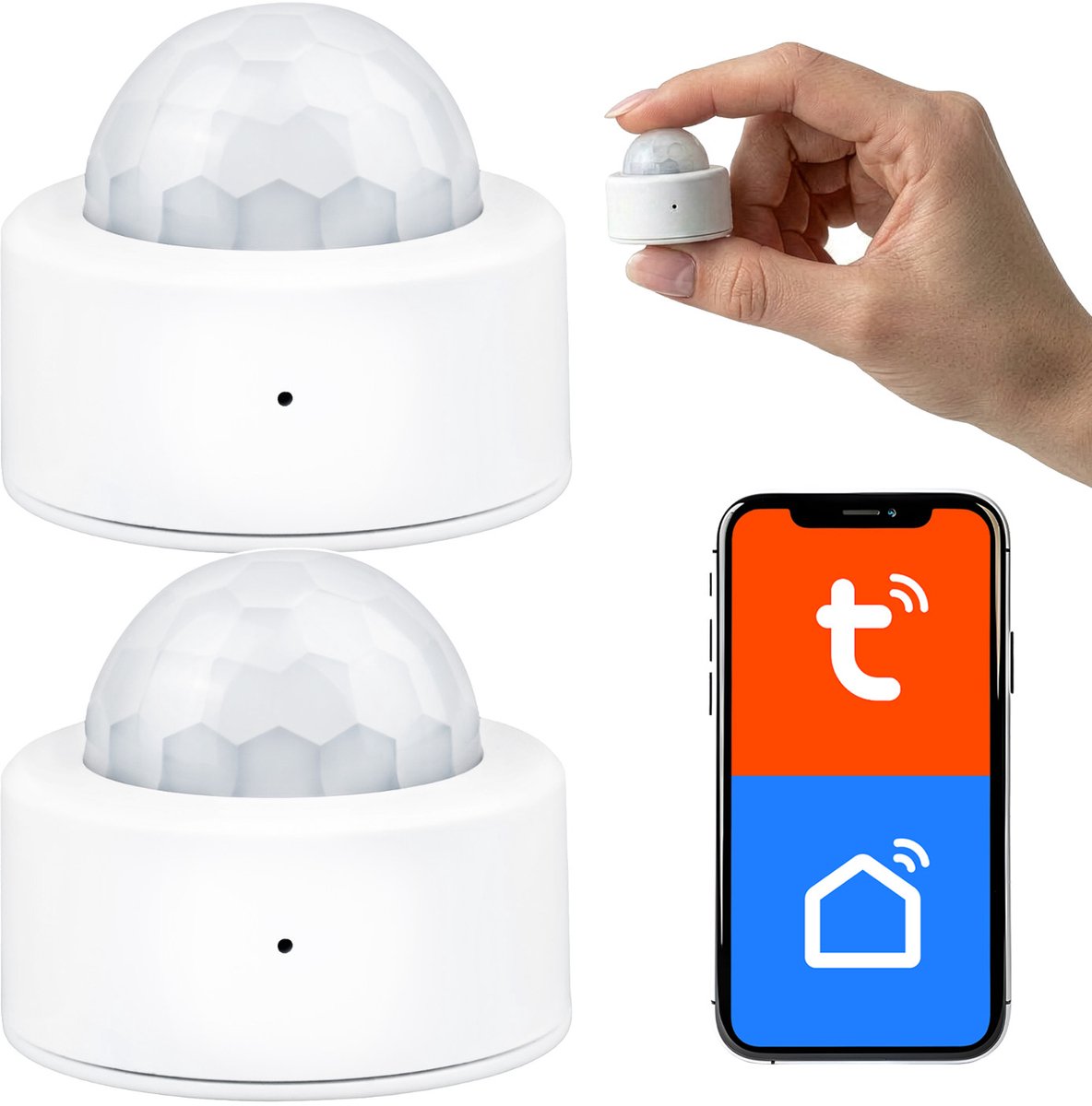 GreenBlue - Bewegingsmelder - Draadloze Zigbee - Bewegingssensor van Tuya - CR2450 DC 3,0 V, detectiehoek 120° / tot 8 m, GB740 - 2 stuks