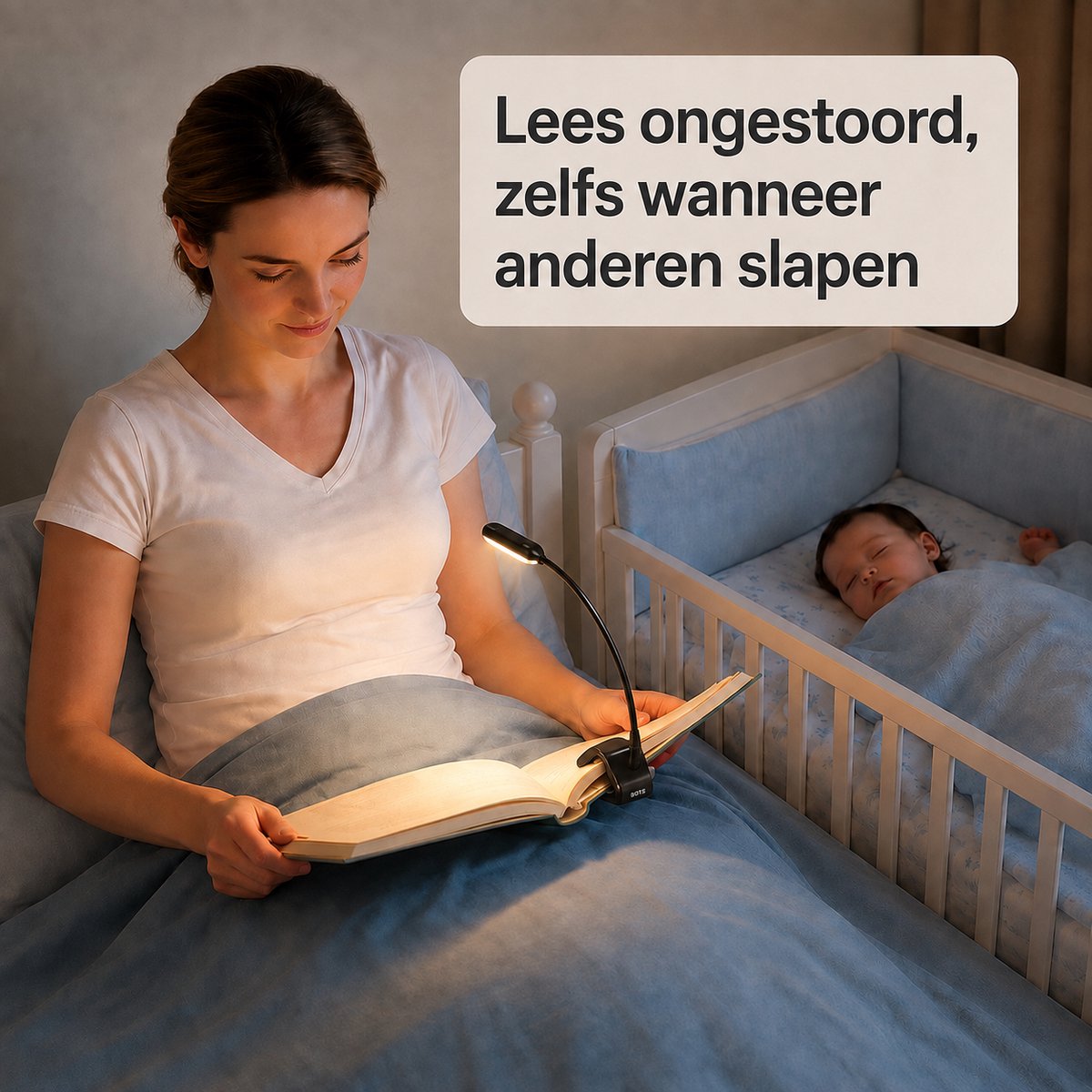 BOTC LED Leeslampje voor boek - 3 Lichtstanden & Oplaadbaar - Boeklampje - Klemlamp - Verstelbaar - USB Oplaadbaar - Zwart — cadeau in Gadgets - foto 2