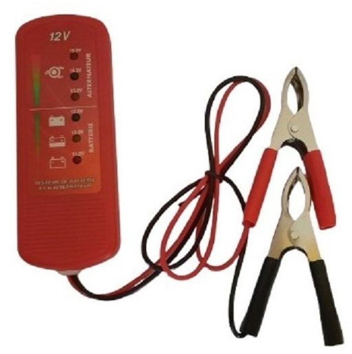 Accu- en dynamo-tester - HTC EQUIPEMENT - 12 V - 6 led-indicatoren - Accuklemmen
