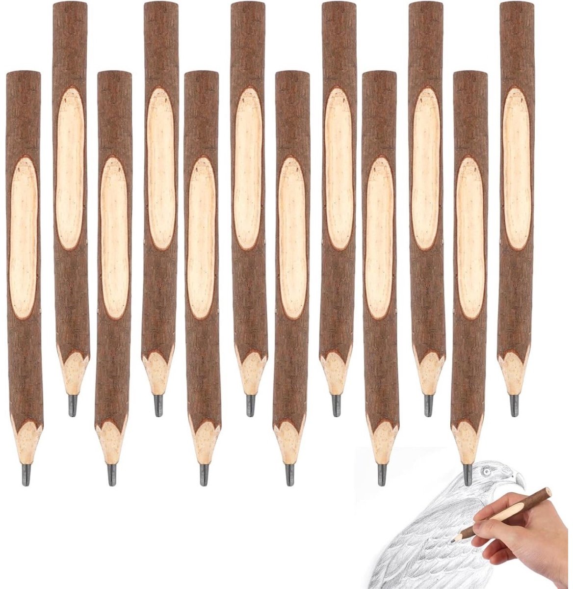 GELLDG 12 Stuks Houten Potloden - Houten Bleistiften - Lengte 13cm - Geschikt voor Kinderen en Schoolgebruik - Gemaakt van Hout - Set van 12 Stuks Schrijfbenodigdheden