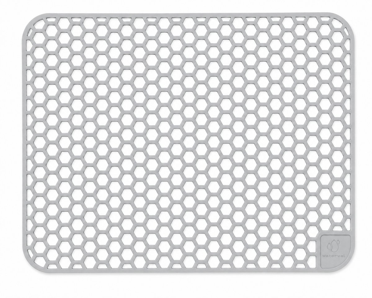 Waterval Gootsteenmat - Siliconen - Zilvergrijs - 36 x 46 cm - Rechthoekig
