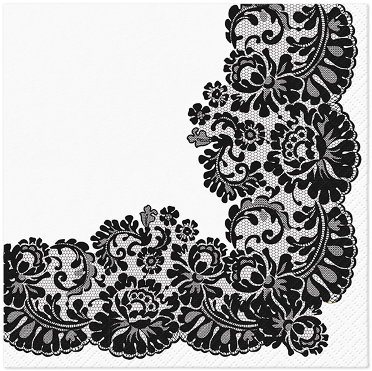 Lunch servetten Lacy frame black - Tete a tete - 33x33 cm