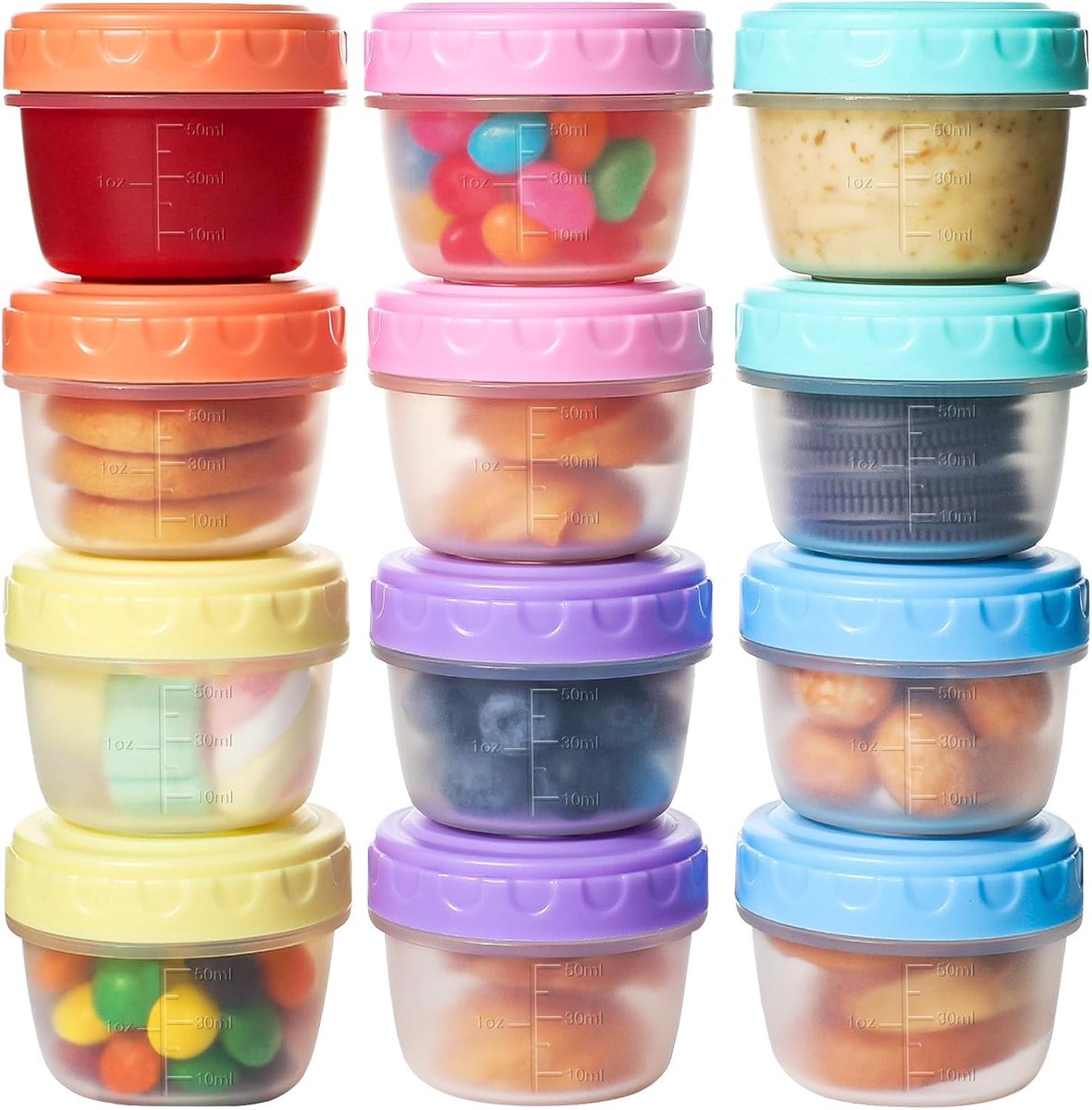 12 Herbruikbare Sausbakjes Met Deksel En Maatverdeling - Lekdichte Opbergpotjes Voor Saladedressing En Voedsel - Magnetron- En Koelkastbestendig
