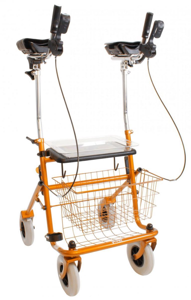 Premis - Rollator - met Bredere onderarmschalen (Steunen) - Belastbaar tot 120 kg - Inklapbaar - Metallic Oranje