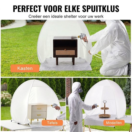 Pop-up Spuittent - Draagbare Spuitcabine - Verftent - Opvouwbaar - Snel Opzetbaar - Met Afzuigraam - Lichtgewicht - Ruim - Voor Binnen - 101,6x88,9x101,6 cm - 1 Stuk - Wit — afbeelding 3